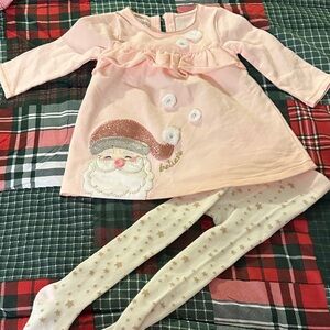 Mud Pie Pink Baby Outfit with Gold Trim